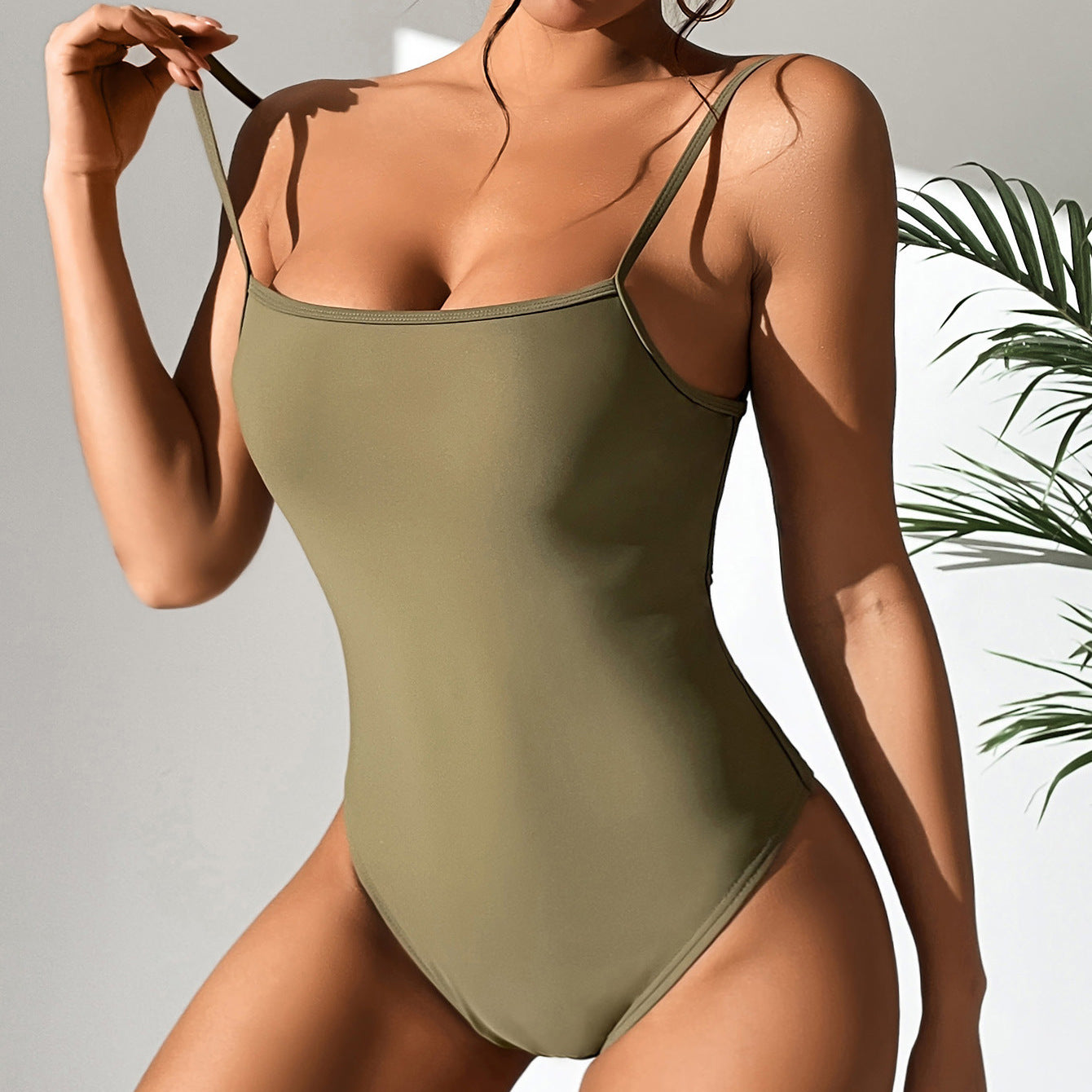 Swimsuit Solid Color Sexy Backless Lace Up One Piece Swimsuit Women Bella Mia